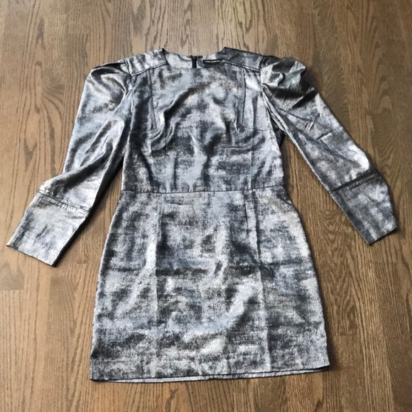 Something Navy Foil Shimmer Silver Mini Dress - Picture 2 of 8